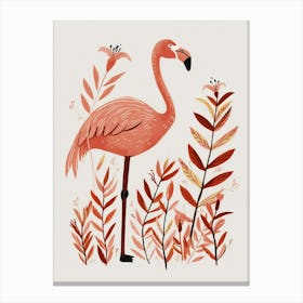 Chilean Flamingo Croton Plants Minimalist Illustration 1 Canvas Print