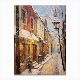 Vintage Winter Painting Tallinn Estonia 2 Canvas Print