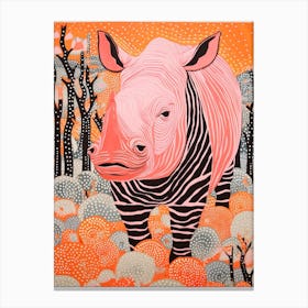 Close Up Lines & Polka Dot Rhino Canvas Print