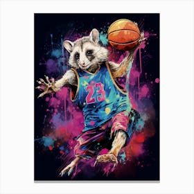  A Possum In Basketball Kit Vibrant Paint Splash 3 Canvas Print