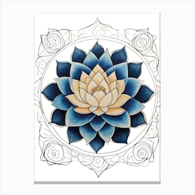 India National Flower the Lotus Flower Mandala Inspired Canvas Print