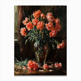 Baroque Floral Still Life Carnations 7 Canvas Print
