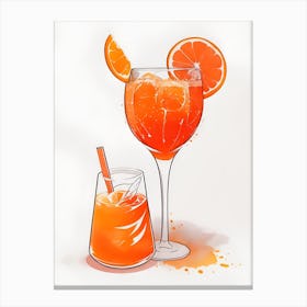 Aperol With Ice And Orange Watercolor Vertical Composition 31 Canvas Print