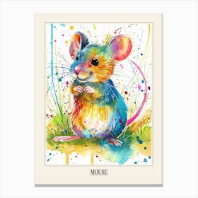 Mouse Colourful Watercolour 4 Poster Canvas Print