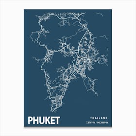 Phuket Blueprint City Map 1 Canvas Print