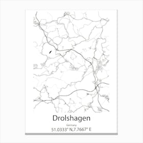 Drolshagen,Germany Minimalist Map Canvas Print