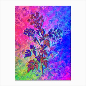 Hemlock Flowers Botanical in Acid Neon Pink Green and Blue Canvas Print