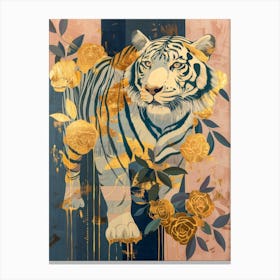 Tiger With Roses 2 Canvas Print