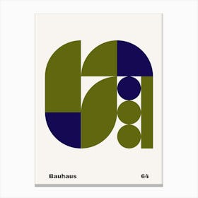 Geometric Bauhaus Poster Navy & Olive 64 Canvas Print
