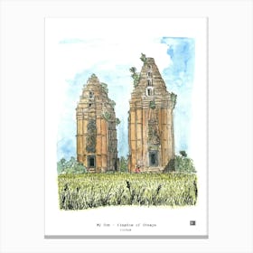 My Son Kingdom of Champa Vietnam Watercolor Illustration Canvas Print