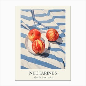Marche Aux Fruits Nectarines Fruit Summer Illustration 3 Canvas Print