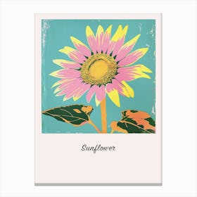Sunflower 1 Square Flower Illustration Poster Canvas Print