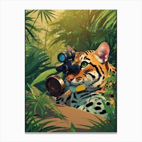 Tiger With Binoculars Canvas Print