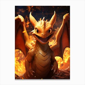 Charizard Dragon In Flames Canvas Print