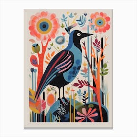 Colourful Scandi Bird Coot 1 Canvas Print