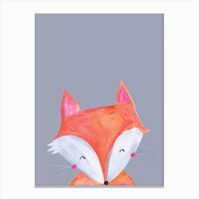 Woodland Fox On Grey Canvas Print