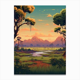 Savanna Landscape Pixel Art 4 Canvas Print