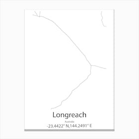 Longreach,Australia Minimalist Map Canvas Print