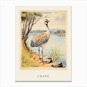 Beatrix Potter Inspired  Animal Watercolour Crane 1 Canvas Print