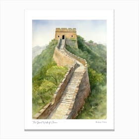 The Great Wall Of China 1 Watercolour Travel Poster Canvas Print