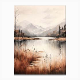 Lake In The Woods In Autumn, Painting 10 Canvas Print