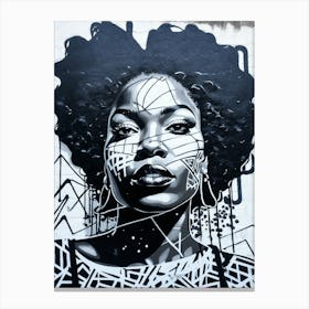 Graffiti Mural Of Beautiful Black Woman 287 Canvas Print