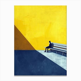 Man Sitting On A Bench, Minimalism Canvas Print