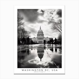 Poster Of Washington Dc, Usa, Black And White Analogue Photograph 1 Canvas Print