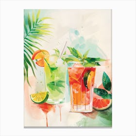 Watercolor Cocktail Canvas Print