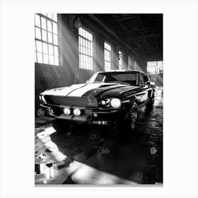 Black And White Mustang 1 Canvas Print