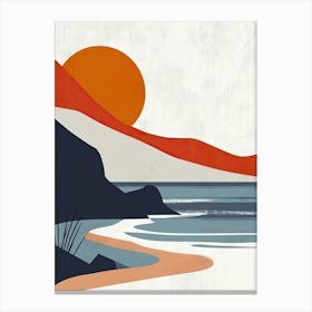 Sunset At The Beach, Scandinavian Simplicity 2 Canvas Print