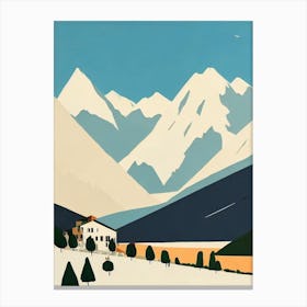 Bardonecchia, Italy Midcentury Vintage Skiing Poster Canvas Print