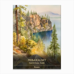 Pribaikalsky National Park Russia Watercolour 3 Canvas Print