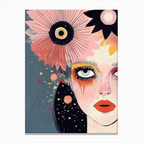 Face Of A Girl With Flowers Canvas Print