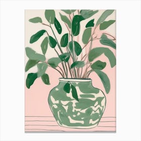 Plant In A Pot sage green and pink Canvas Print