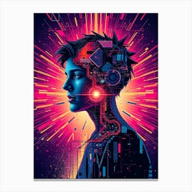 Creative Futurist Young Man in Digital Style Illustration Canvas Print