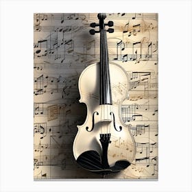 Violin On Music Sheet Canvas Print