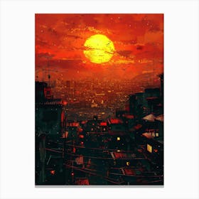 Sunset Over A City 4 Canvas Print