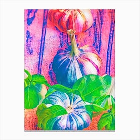 Garlic Risograph Retro Poster vegetable Canvas Print