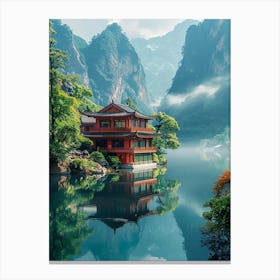 Chinese House In The Mountains Canvas Print