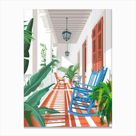 Porch With Rocking Chairs Canvas Print