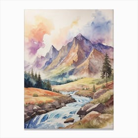 Watercolor Of A Mountain Stream 3 Canvas Print