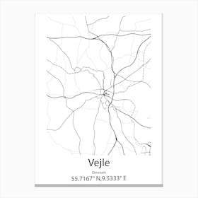 Vejle,Denmark Minimalist Map Canvas Print