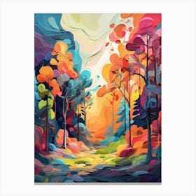 Default Abstract Painting Of A Cartoon Forest With Trees In Br 0 Canvas Print