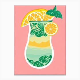 Long Island Iced Tea Retro Pink Cocktail Poster Canvas Print