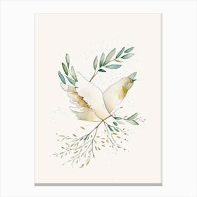 Peace Dove And Olive Branch Symbol Minimal Watercolour Canvas Print