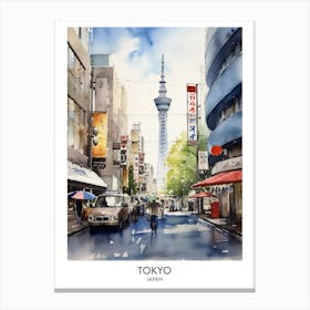 Tokyo Japan Watercolour Travel Poster 3 Canvas Print