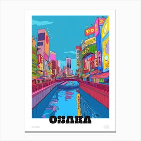Dotonbori Osaka 3 Colourful Illustration Poster Canvas Print