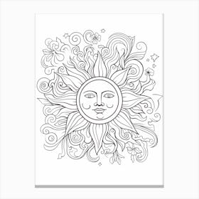 Line Art Inspired By  The Creation Of The Sun 1 Canvas Print
