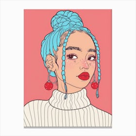 Girl With Blue Hair 17 Canvas Print